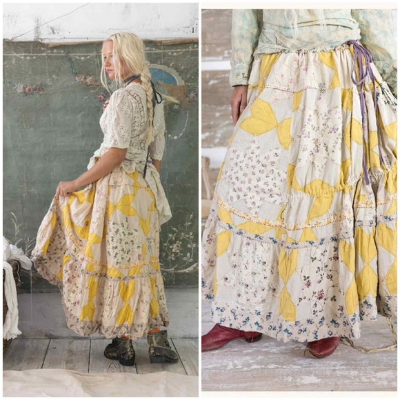 Magnolia Pearl Dresses & Skirts - Magnolia Pearl NWT Friendship Star Quilt Skirt in Chickie~